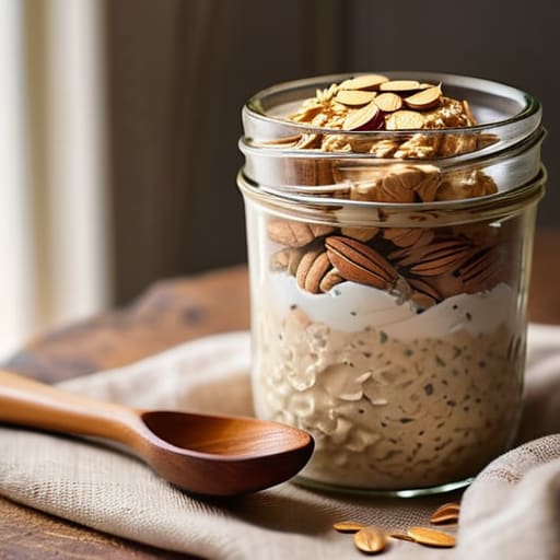 Mason jar of The "No-Brainer" Overnight Oats.
