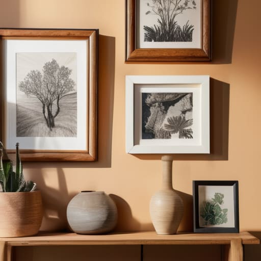 Mismatched wooden frames, The Thrifted Frame Gallery.