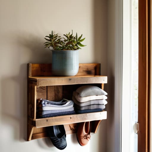 A heavy-duty mudroom organizer made from pallets.