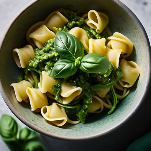 Easy One-Pan Pesto Pasta with spinach.