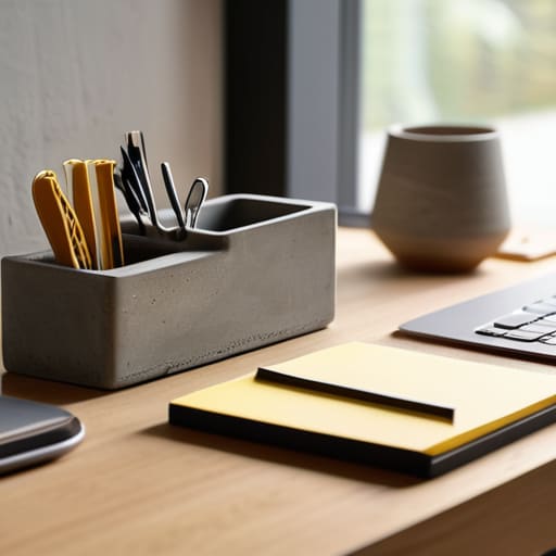 DIY concrete minimalist desk organizers.