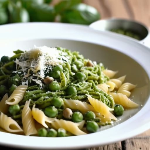 Quick Pantry-Staple Pesto Pasta meal.