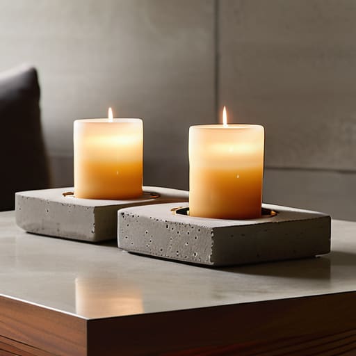 Geometric concrete Brutalist Candle Holders.